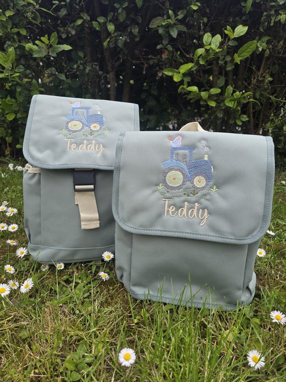 Personalised Tractor Rucksack, Embroidered Farm Mini Backpack, Child's Named Nursery Bag