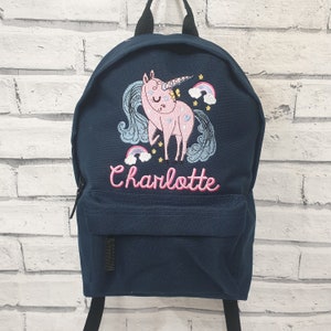 Sac à dos personnalisé pour tout-petit, sac à dos brodé licorne, sac pour chambre d'enfant licorne, cartable arc-en-ciel, sac à dos brodé pour fille