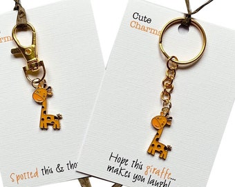 Cute Charms! Cute handmade enamel Giraffe clasp/phone charm. Various slogans. Ideal birthday/well done gift