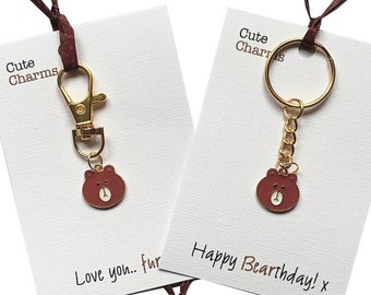 Cute Charms! Cute handmade enamel Teddy Bear Keyring/phone/clasp charm. Various slogans. Ideal birthday/love you gift