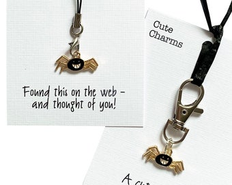 Cute Charms! Cute handmade enamel Spider clasp/phone charm. Various slogans. Ideal well done etc gift
