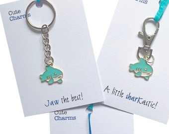 Cute Charms! Cute handmade enamel Shark clasp/phone charm. Various slogans. Ideal well done/birthday gift