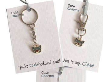 Cute Charms! Cute handmade enamel Koala clasp/phone charm. Various slogans. Ideal miss you/exam pass gift etc