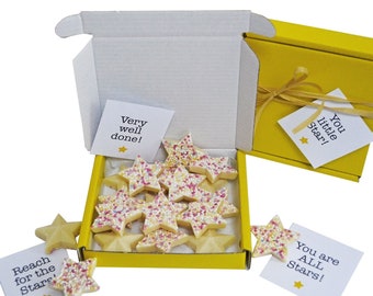 Tiny treats! Little box of chocolate stars. Ideal Well done/thank you gift etc. Personalisable. VARIOUS sizes.