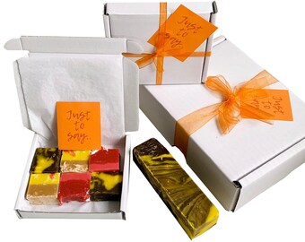 JUST TO SAY.... gift box with luxury handmade fudge. Various flavour choices/sizes. Personalise.