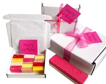 HAPPY BIRTHDAY gift box with luxury handmade fudge. Various flavour choices/sizes. Personalise.
