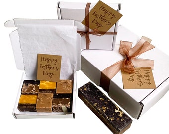 FATHER'S DAY gift box with luxury handmade fudge. Various flavour choices/sizes. Personalise.