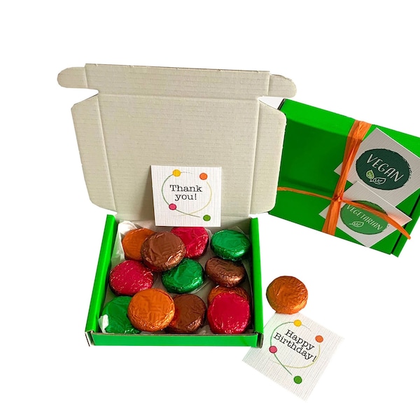 Petites gâteries ! Petite boîte de chocolats « Toutes les occasions » végétaliennes et végétariennes. Personnalisable.