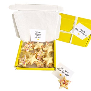 Tiny treats! Little box of chocolate stars. Ideal Well done/thank you/exam pass gift etc. Personalisable. VARIOUS sizes.
