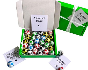 Tiny treats! Little box of chocolate footballs. Various colours. - You've scored!! Personalisable.