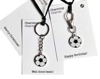 Cute Charms! cool handmade enamel Football Keyring or clasp charm. Various slogans. Ideal gift!