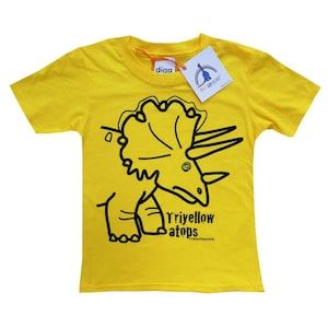 Kids unisex Triceratops Dinosaur T.shirt. Sent in a fun rainbow mailbag!