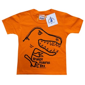 Kids unisex T-Rex Dinosaur T.shirt. Delivered in rainbow gift bag.