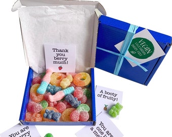 Tiny treats! Little box of fruit sweets (VEGAN suitable) . Ideal Thank you etc gift. Personalisable.