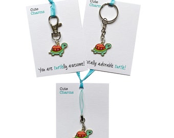 Cute Charms! Cute handmade enamel Turtle clasp/phone charm. Various slogans. Ideal well done/birthday gift