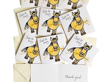 NEW in! Pack of 10 Top quality Horse THANK YOU Cards. Cream envelopes.