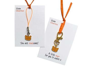 Cute Charms! Cute handmade enamel Tiger clasp/phone charm. Various slogans. Ideal well done/birthday gift