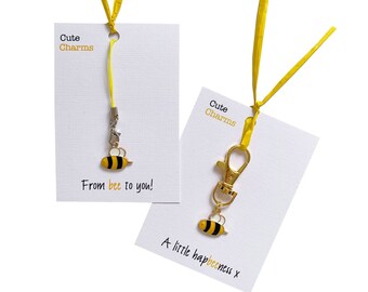 Cute Charms! Cute handmade enamel Bee clasp/phone charm. Various slogans. Ideal pick me up/general gift