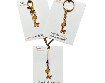 Cute Charms! Cute handmade enamel Giraffe clasp/phone charm. Various slogans. Ideal birthday/well done gift