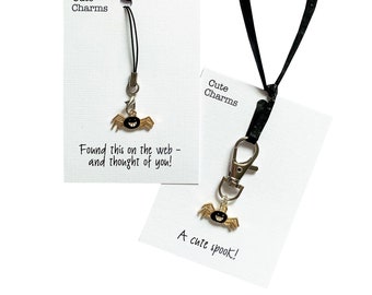 Cute Charms! Cute handmade enamel Spider clasp/phone charm. Various slogans. Ideal well done etc gift