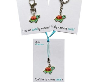 Cute Charms! Cute handmade enamel Turtle clasp/phone charm. Various slogans. Ideal well done/birthday gift