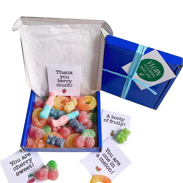 Tiny treats! Little box of fruit sweets (VEGAN suitable) . Ideal Thank you etc gift. Personalisable.