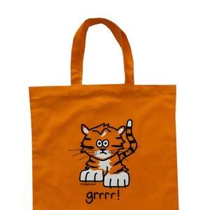 Grand sac cabas/cadeau en coton orange vif TIGER. Différents modèles disponibles.