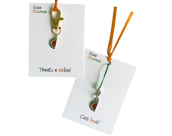 Cute Charms! Cute handmade enamel Melon clasp/phone charm. Various slogans. Ideal thank you/Xmas gift