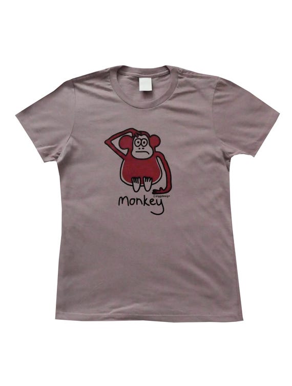 Womens Fitted MONKEY Smokey Plum Cotton T.shirt. Sizes 12,14 - Etsy