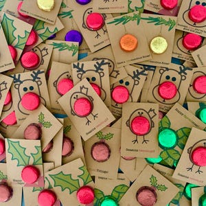 Kleine traktaties! Chocolade tokenkaarten met kerstthema. Personaliseer.
