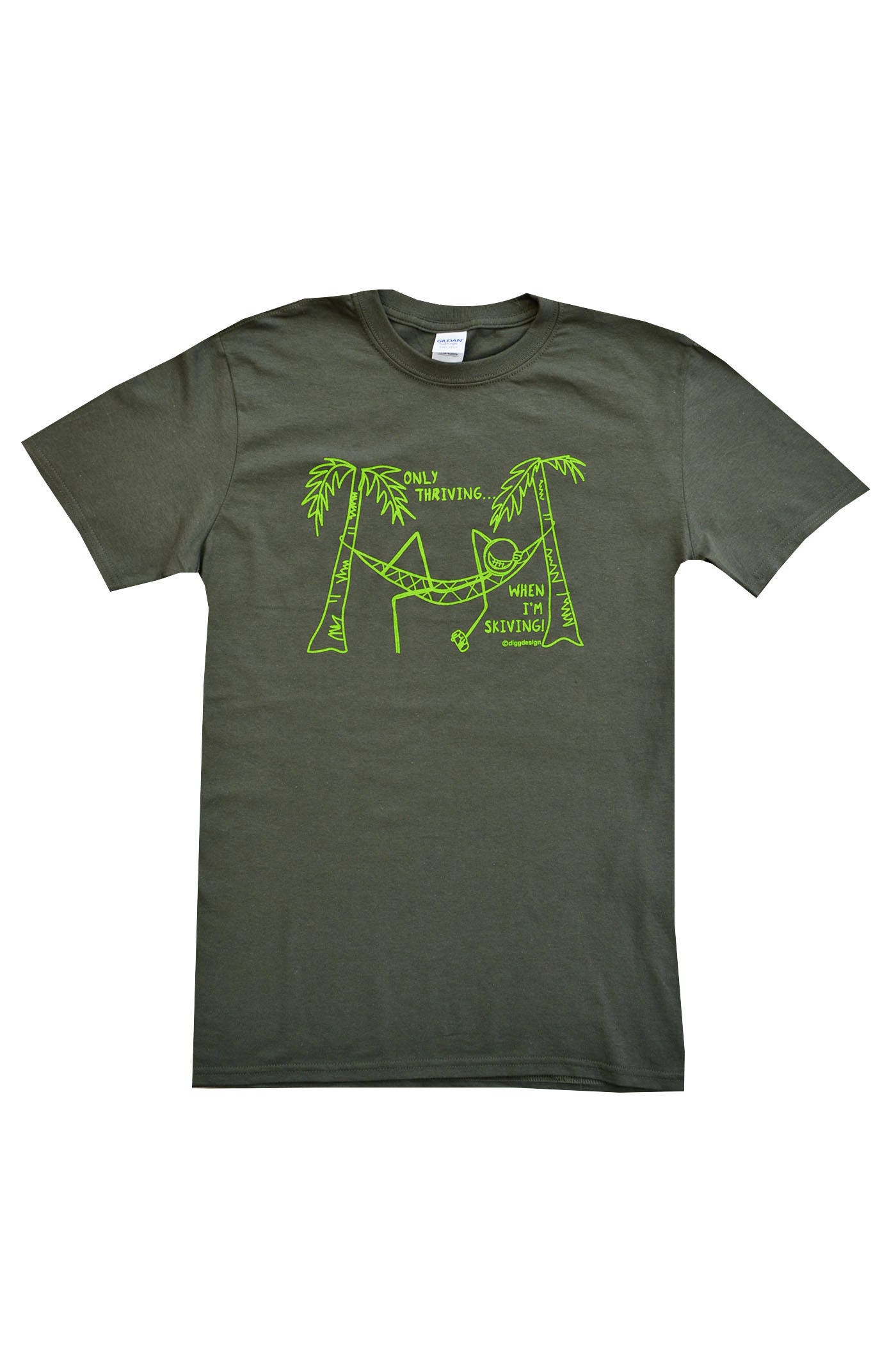 Image of Sale Mens "Skiving' Khaki T.shirt