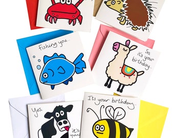 NEW IN! PACK of 6 mixed Top quality Birthday Cards. Coloured envelopes.