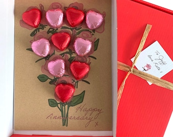 Tiny treats! Anniversary/Birthday themed 'Chocs in a box' Roses. Various flavours. Personalise.