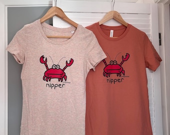 WOMENS Fitted NIPPER tee. Sizes 8-16. 2 colours