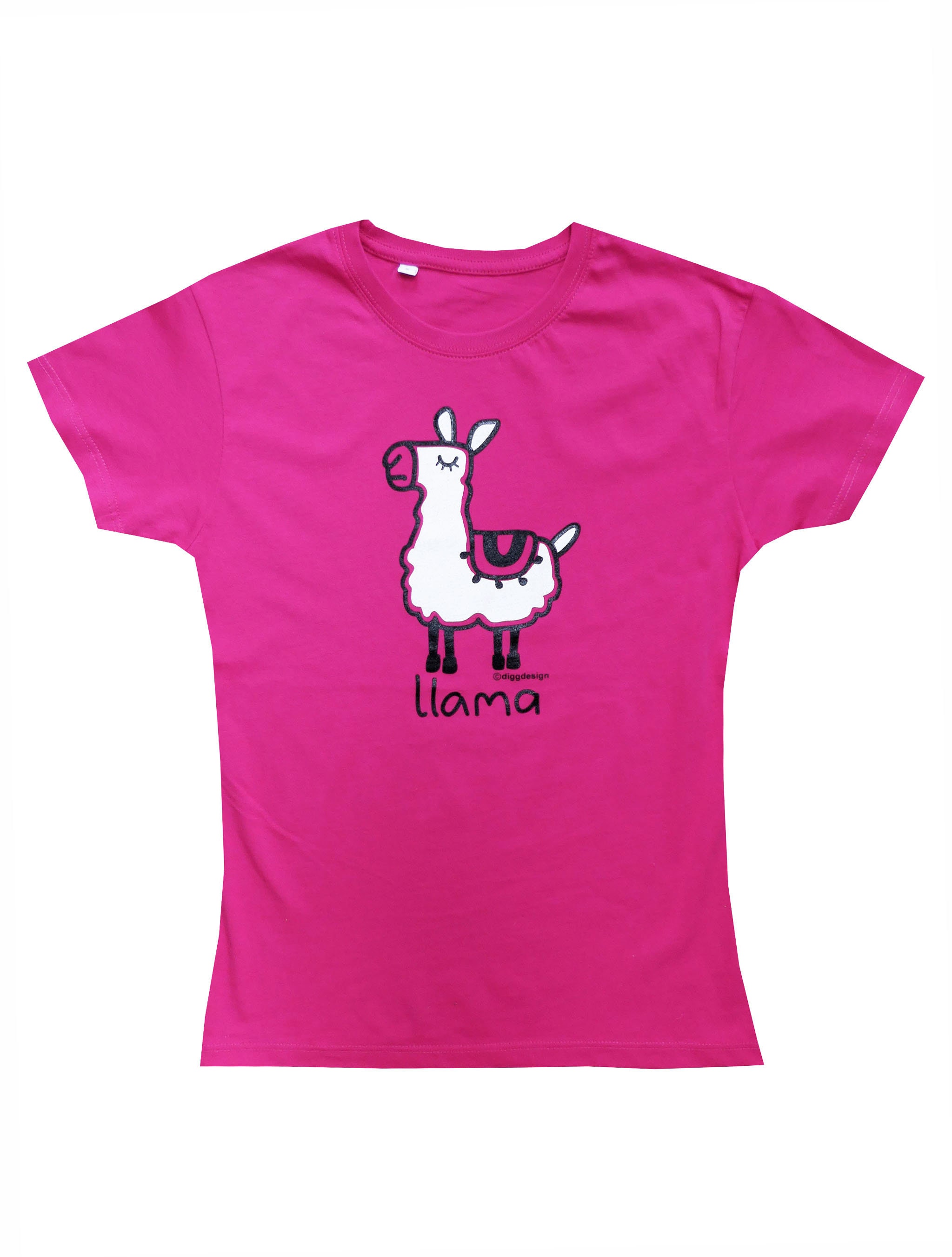 Womens Posh LLAMA Fitted Cerise Pink T 