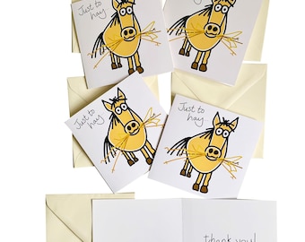 NEW in! Pack of 5 Top quality Horse THANK YOU Cards. Cream envelopes.