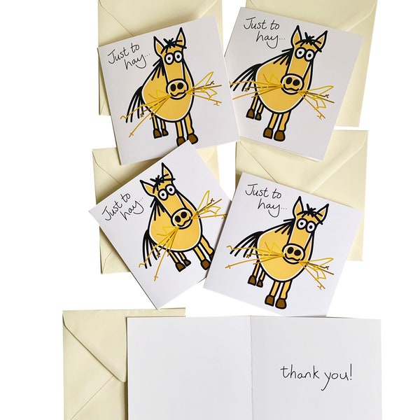 NEW in! Pack of 5 Top quality Horse THANK YOU Cards. Cream envelopes.