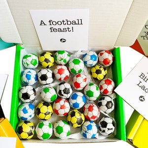 Tiny treats Little box of chocolate footballs. Various colours. Personalisable. image 2
