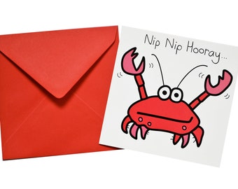 Nipper (Crab) Birthday card. Comes with lovely matching coloured envelope