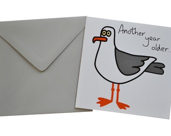 Seagull Birthday card. Comes with lovely matching coloured envelope
