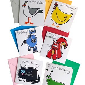 ¡NOVEDAD! PAQUETE de 6 tarjetas de cumpleaños variadas de primera calidad. Sobres de colores.