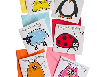 NEW IN! PACK of 6 mixed Top quality Birthday Cards. Coloured envelopes.