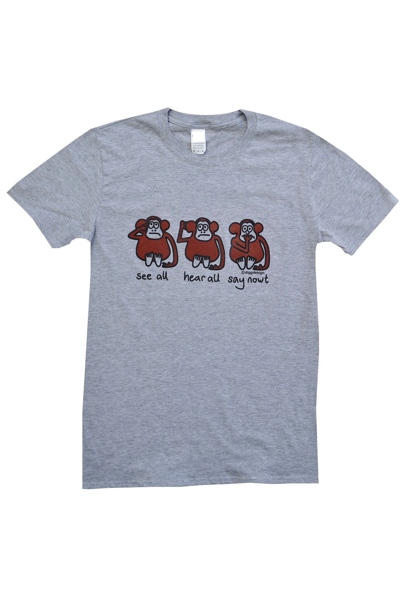 Image of Sale Mens "3 Wise Monkeys' Grey T.shirt