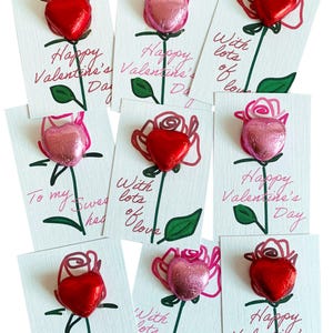 Piccole prelibatezze! Cartoncini di cioccolato con tema "Rose". Ideali per matrimoni ecc., sconti per acquisti multipli. Personalizza.