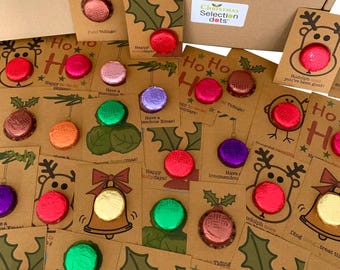 Selection Dots! Best seller! ‘Christmas' themed chocolate token cards. Personalise.