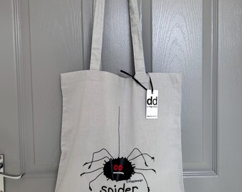 SPIDER Grey cotton Tote Bag. Various designs available.