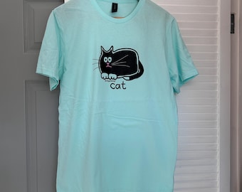 Womens Relax fit BLACK CAT Cotton T.shirt. Sizes 8-16