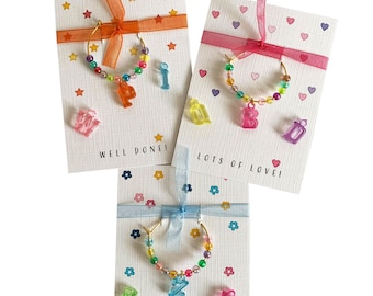 Charming Charms! Cute handmade personal initial Wine Charm. Any letter. Various occasions. Personalise note.