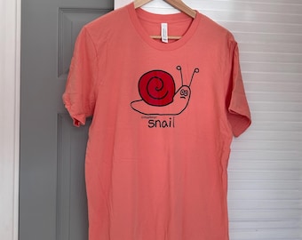 Womens Relax fit SNAIL coral pink Cotton T.shirt. Sizes 8-16
