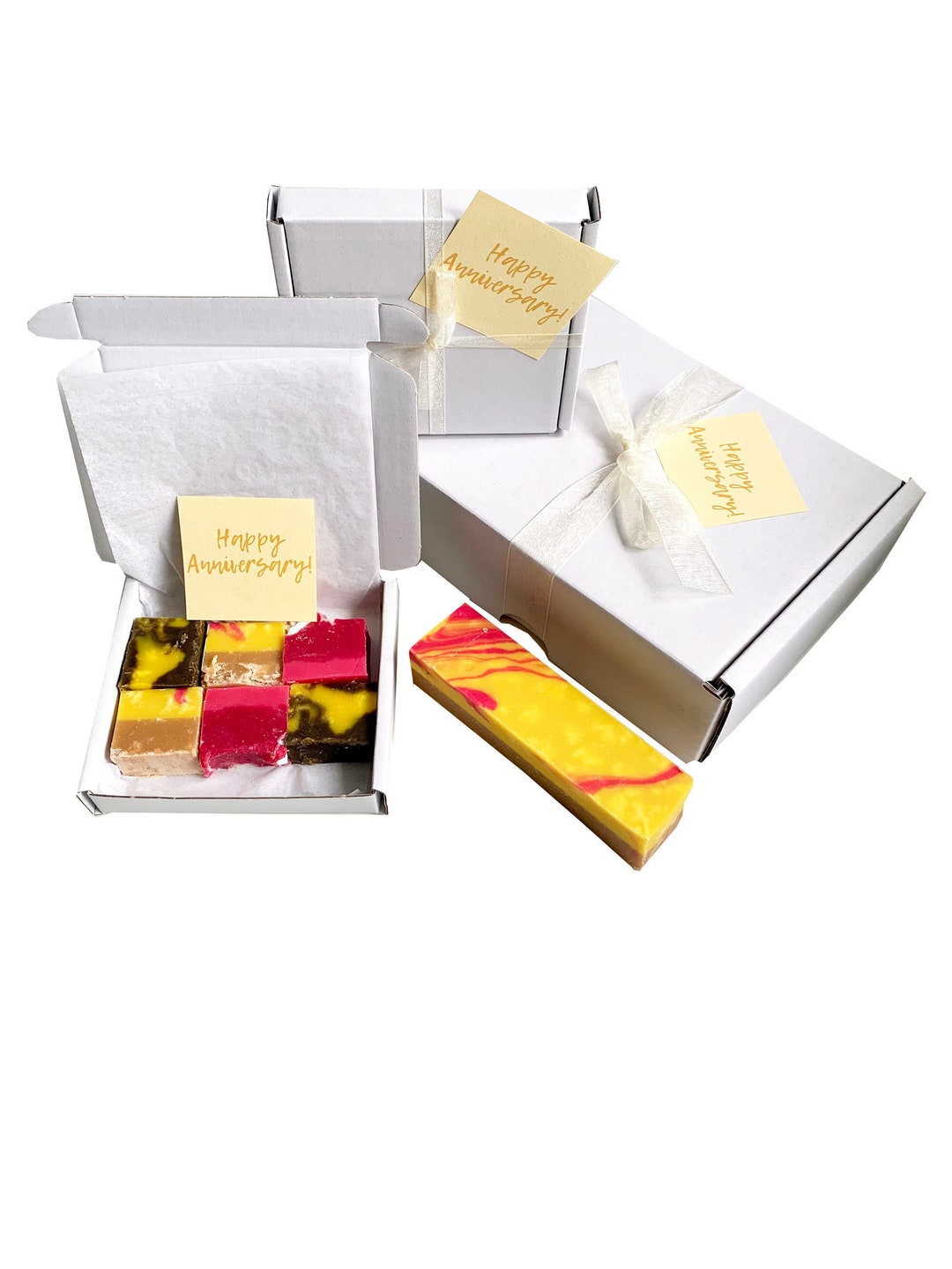 HAPPY ANNIVERSARY Gift Box With Luxury Handmade Fudge. Various Flavour